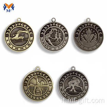 Medaglie di medaglie vintage in metallo in bronzo argento antico